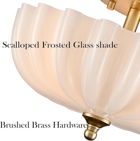 DIRYZON Modern Gold Flush Mount Ceiling Light with Milky Glass Shade | 3-Light Vintage Brass Ceiling Light, Flower Frosted Glass Ceiling Lamp for Kitchen Bedroom Hallway Entryway Nursery in Kuwait
