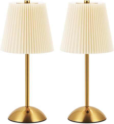 Cordless Rechargeable Table Lamp, 3-Color Touch Light, Antique Brass, Gift | Battery Operated, Decorative Lamp with Beige Fabric Shade, for Bedroom, Kitchen, Living Room, Office, Nursery, Bathroom&Dorms in Kuwait