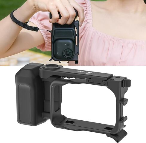 Hand Grip Kit for Insta360 GO Ultra, Frame Cage Handle Grip with DSL Camera Shutter Button and Cold Shoe for Street Photography, Integrated Handle Cage Quick Release (Black) in Kuwait
