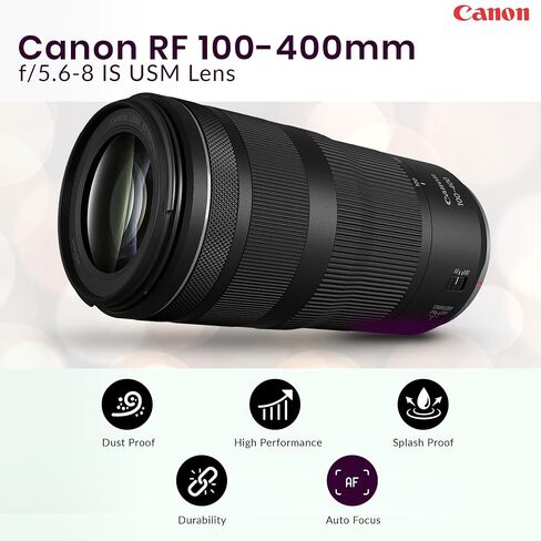 Canon RF 100-400mm f/5.6-8 is USM Lens for RF Mount | Telephoto Zoom Lens with Filter Kit (UV, CPL, ND2), Lens Case, Cap Tether, LensPen Cleaning Kit | Canon 1-Year Warranty in Kuwait