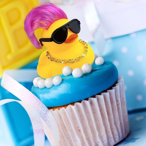 HAVAGDTM 16 Set Mini Duck Toys with Wig Necklace and Sunglasses Cute Mini Duck Figurines for Kids Teens Birthday Baby Shower Party Favors Classroom Prizes and Party Decorations in Kuwait