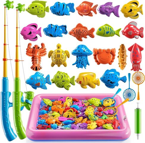 TEMI Fishing Toy for Kids 3-8 Years Old, Magnetic Fishing Pole for Toddlers | Bath Toy for Child, Summer Water Toys for Boys and Girls, Outdoor and Indoor Toys, Gifts for Birthday and Holidays in Kuwait