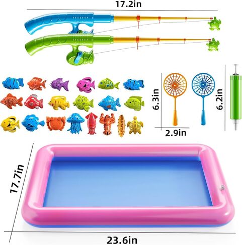 TEMI Fishing Toy for Kids 3-8 Years Old, Magnetic Fishing Pole for Toddlers | Bath Toy for Child, Summer Water Toys for Boys and Girls, Outdoor and Indoor Toys, Gifts for Birthday and Holidays in Kuwait