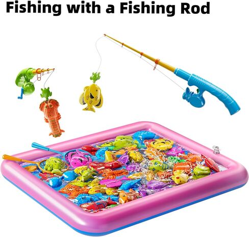TEMI Fishing Toy for Kids 3-8 Years Old, Magnetic Fishing Pole for Toddlers | Bath Toy for Child, Summer Water Toys for Boys and Girls, Outdoor and Indoor Toys, Gifts for Birthday and Holidays in Kuwait