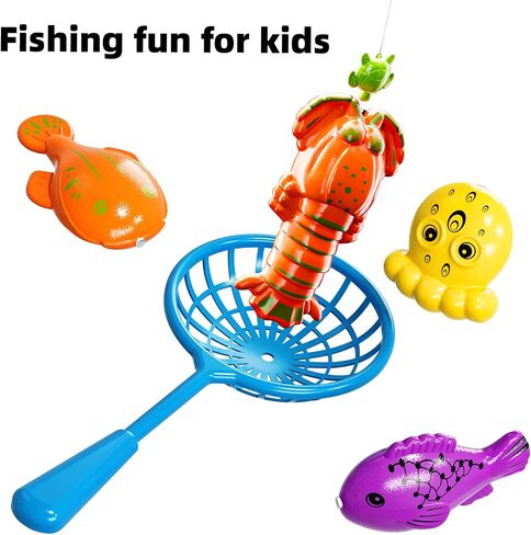 TEMI Fishing Toy for Kids 3-8 Years Old, Magnetic Fishing Pole for Toddlers | Bath Toy for Child, Summer Water Toys for Boys and Girls, Outdoor and Indoor Toys, Gifts for Birthday and Holidays in Kuwait