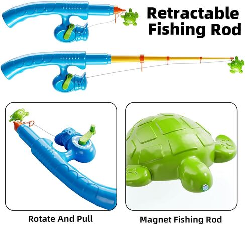 TEMI Fishing Toy for Kids 3-8 Years Old, Magnetic Fishing Pole for Toddlers | Bath Toy for Child, Summer Water Toys for Boys and Girls, Outdoor and Indoor Toys, Gifts for Birthday and Holidays in Kuwait