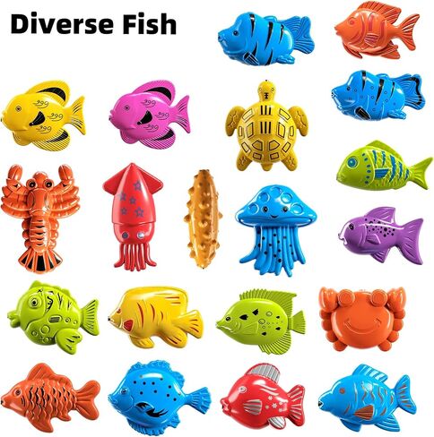 TEMI Fishing Toy for Kids 3-8 Years Old, Magnetic Fishing Pole for Toddlers | Bath Toy for Child, Summer Water Toys for Boys and Girls, Outdoor and Indoor Toys, Gifts for Birthday and Holidays in Kuwait