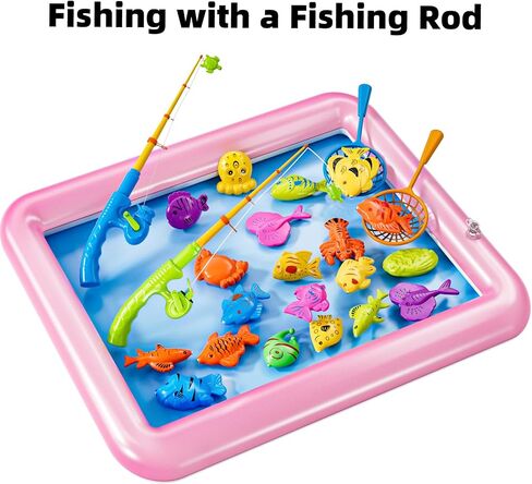 TEMI Fishing Toy for Kids 3-8 Years Old, Magnetic Fishing Pole for Toddlers | Bath Toy for Child, Summer Water Toys for Boys and Girls, Outdoor and Indoor Toys, Gifts for Birthday and Holidays in Kuwait