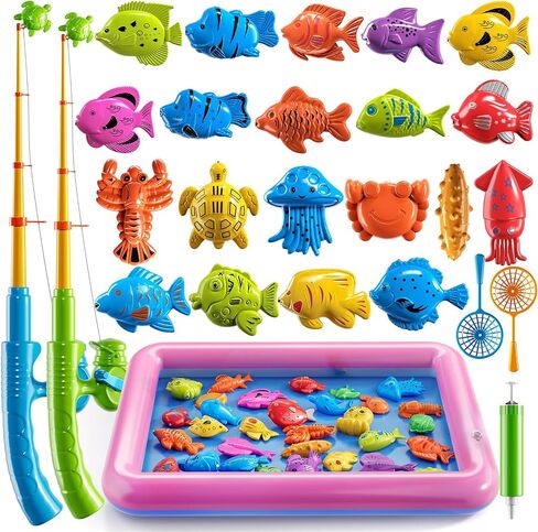 TEMI Fishing Toy for Kids 3-8 Years Old, Magnetic Fishing Pole for Toddlers | Bath Toy for Child, Summer Water Toys for Boys and Girls, Outdoor and Indoor Toys, Gifts for Birthday and Holidays in Kuwait