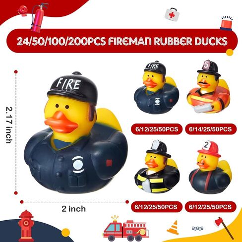 Deekin 100 Pcs Fireman Rubber Ducks Bulk 2 Inch Rubber Ducks Party Favor Decorations for Birthday Pool Party Occupation Cosplay in Kuwait