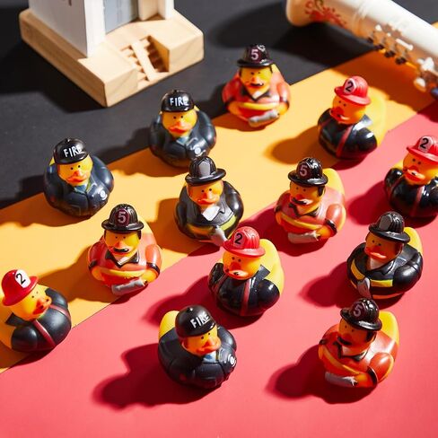 Deekin 100 Pcs Fireman Rubber Ducks Bulk 2 Inch Rubber Ducks Party Favor Decorations for Birthday Pool Party Occupation Cosplay in Kuwait