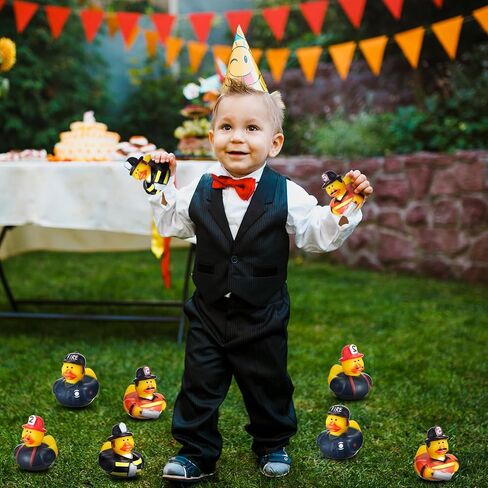 Deekin 100 Pcs Fireman Rubber Ducks Bulk 2 Inch Rubber Ducks Party Favor Decorations for Birthday Pool Party Occupation Cosplay in Kuwait