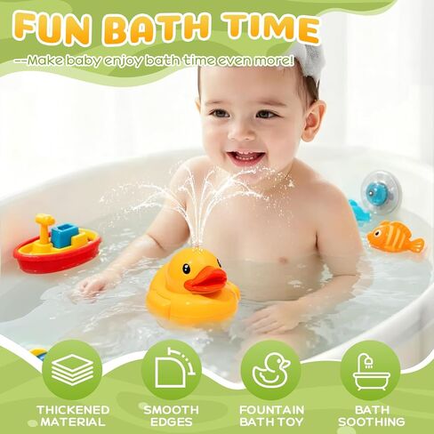 Baby Bath Toys Spraying Duck for Toddlers, Water Play Sprinkler for Babies | Cute Duck Design Bathtub Pool Water Toys with Fountain Spray, Fun Baby Bath Companion, Baby Boys Girls Birthday Gifts 12M+ in Kuwait