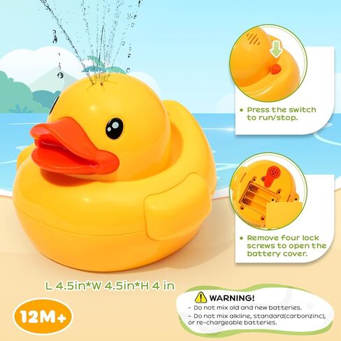 Baby Bath Toys Spraying Duck for Toddlers, Water Play Sprinkler for Babies | Cute Duck Design Bathtub Pool Water Toys with Fountain Spray, Fun Baby Bath Companion, Baby Boys Girls Birthday Gifts 12M+ in Kuwait