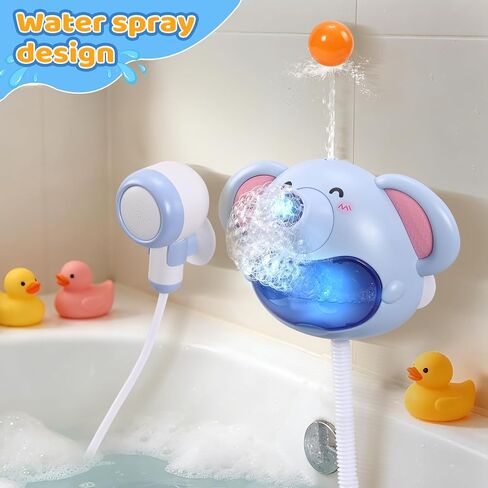 Bath Toys Light Up Baby Bath Toys for Kids Ages 1-3 4-8 Bath Bubble Machine 2 in 1 with Baby Shower Head Toddler Bath Toys with Colourful RGB Light in Kuwait