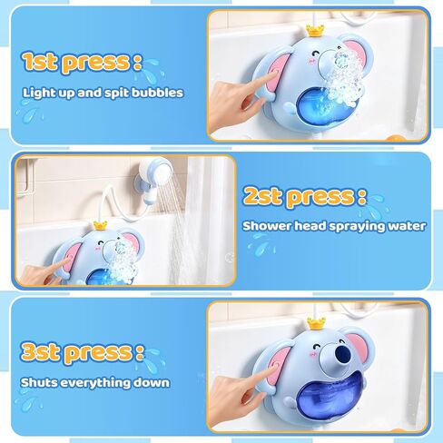 Bath Toys Light Up Baby Bath Toys for Kids Ages 1-3 4-8 Bath Bubble Machine 2 in 1 with Baby Shower Head Toddler Bath Toys with Colourful RGB Light in Kuwait