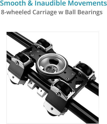 Proaim Professional 8ft Camera Slider | 15kg Payload & 100mm Bowl Mount | Tool-free assembly, 38mm aluminum rails, 16 precision bearings and overslung or underslung camera operation. in Kuwait