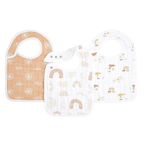 aden + anais 100% Cotton Muslin Snap Bib – Super Absorbent, Soft 3-Layer Baby Bib for Boys & Girls with Adjustable Snap-Closure for Teething, Eating, Drooling, 3-Pack, Keep Rising in Kuwait