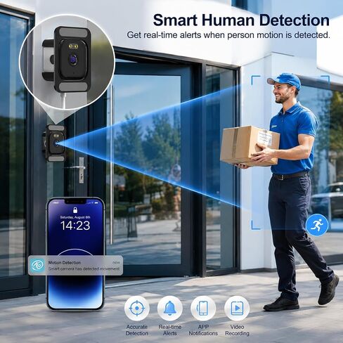 Window Camera 3MP 2K Indoor for Home Security, Color Night Vision - 2Pack | No Drilling See Outside from Inside Through Glass, 2.4GHz & 5GHz WiFi, AI Person Detection, Anti-Reflection Design in Kuwait