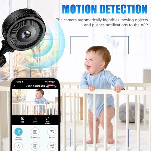 WiFi Security Camera, 1080P Indoor with Motion Alert | Works with App, Remote Viewing Anywhere, 2-Way Audio, Motion-Activated, Night Vision, Small Compact, Fits Home/Office in Kuwait