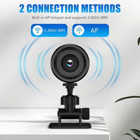 WiFi Security Camera, 1080P Indoor with Motion Alert | Works with App, Remote Viewing Anywhere, 2-Way Audio, Motion-Activated, Night Vision, Small Compact, Fits Home/Office in Kuwait