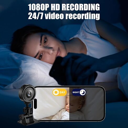 WiFi Security Camera, 1080P Indoor with Motion Alert | Works with App, Remote Viewing Anywhere, 2-Way Audio, Motion-Activated, Night Vision, Small Compact, Fits Home/Office in Kuwait
