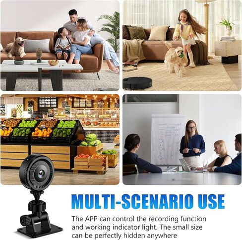 WiFi Security Camera, 1080P Indoor with Motion Alert | Works with App, Remote Viewing Anywhere, 2-Way Audio, Motion-Activated, Night Vision, Small Compact, Fits Home/Office in Kuwait