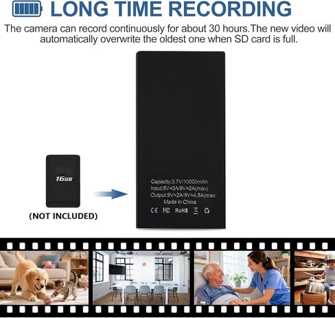 1080P HD Hidden Spy Camera with Motion Detection Small Nanny Cam | Night Vision, Portable Body Cam, 20 hours Long Battery Life, Loop Recording, No Need Wifi, for Home/Office/Indoor/Outdoor in Kuwait