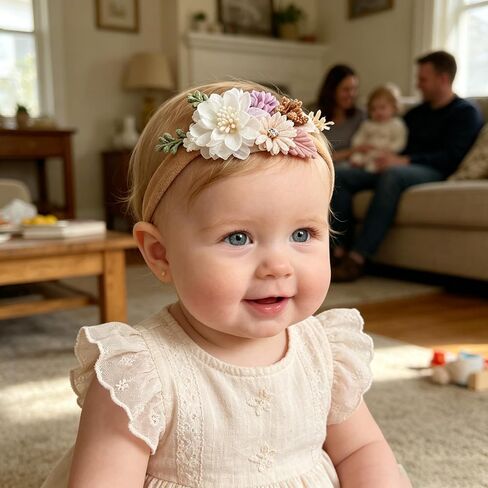 3PCS Baby Girl Floral Headbands Newborn Soft Elastic Hair Bands Accessories in Kuwait