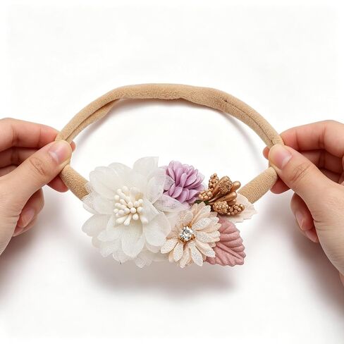 3PCS Baby Girl Floral Headbands Newborn Soft Elastic Hair Bands Accessories in Kuwait