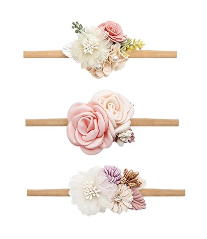 3PCS Baby Girl Floral Headbands Newborn Soft Elastic Hair Bands Accessories in Kuwait