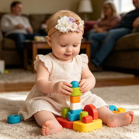 3PCS Baby Girl Floral Headbands Newborn Soft Elastic Hair Bands Accessories in Kuwait