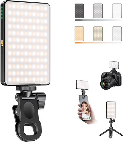 120 LED Video Light, Portable USB Photo Light Dimmable 2500-9000K CRI 95+ 5000mAh Battery with Tripod with Colored Filters and Clip, Photo Lamp for Phone/iPad/Camera in Kuwait