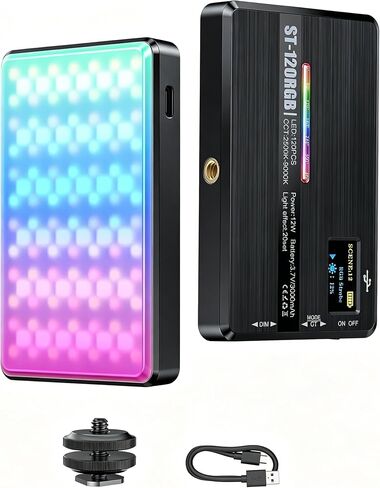 120 LED Video Light, Portable USB Photo Light Dimmable 2500-9000K CRI 95+ 5000mAh Battery with Tripod with Colored Filters and Clip, Photo Lamp for Phone/iPad/Camera in Saudi Arabia