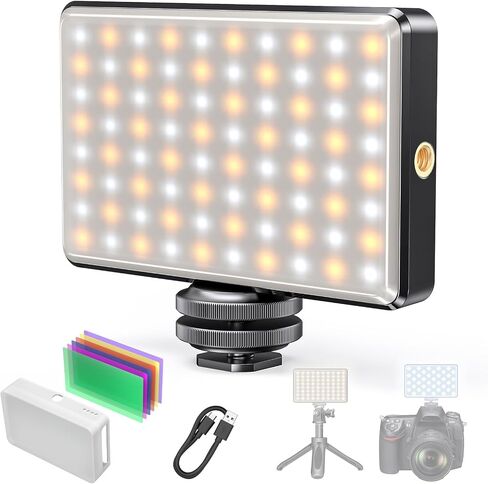 120 LED Video Light, Portable USB Photo Light Dimmable 2500-9000K CRI 95+ 5000mAh Battery with Tripod with Colored Filters and Clip, Photo Lamp for Phone/iPad/Camera in Saudi Arabia