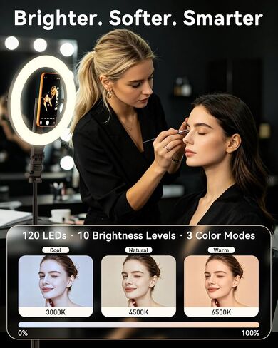 10.2" Magnetic Ring Light with 76" Tripod, Rechargeable LED Selfie Ring Light for Mag Safe Phone, Phone Stand with 3000K-6500K Lighting for Video Recording, Streaming, TikTok, YouTube in Kuwait