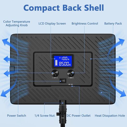 Led Video Light Panel Lighting Kit, QEUOOIY 2-Pack Bi-Color Photography Lighting with 63'' Tripods Stand, Built-in 8000mAh Battery, 2500-8500K Studio Light for Live Streaming/Outdoor Indoor/Tiktok in Kuwait