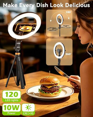 10.2" Magnetic Ring Light with 76" Tripod, Rechargeable LED Selfie Ring Light for Mag Safe Phone, Phone Stand with 3000K-6500K Lighting for Video Recording, Streaming, TikTok, YouTube in Kuwait
