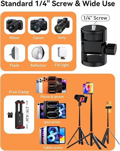 10.2" Magnetic Ring Light with 76" Tripod, Rechargeable LED Selfie Ring Light for Mag Safe Phone, Phone Stand with 3000K-6500K Lighting for Video Recording, Streaming, TikTok, YouTube in Kuwait