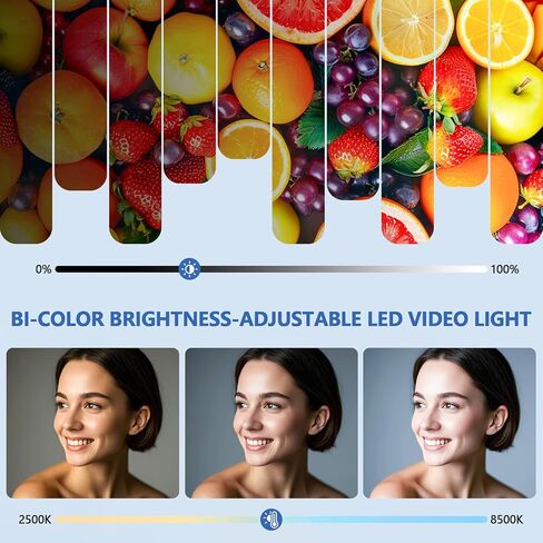 Led Video Light Panel Lighting Kit, QEUOOIY 2-Pack Bi-Color Photography Lighting with 63'' Tripods Stand, Built-in 8000mAh Battery, 2500-8500K Studio Light for Live Streaming/Outdoor Indoor/Tiktok in Saudi Arabia