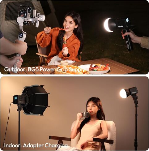 ULANZI C60 60W Bi-Color COB Video Light, 537g Portable Handheld with 3300mAh Battery, 2500K-6500K Continuous Output Lighting, Mini Bowens Mount for Video Photography in Kuwait