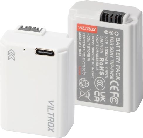 VILTROX Camera Battery TNP-FW50 for Sony ILCE-5100 5000 6500 6400 6300 6100 6000 7 7R 7S 7SM2 7M2 ZV-E10 DSC-RX10 10M4 10M3 10M2 a33 a35 a37 a3000 (2-Pack) in Kuwait