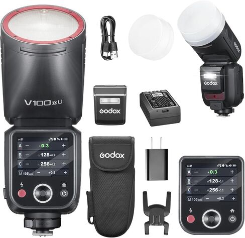 GODOX V100O Flash V100-O 100w Round Head Touchscreen Flash for Olympus, 2.4G Wireless with External Flashes and Global Shutter Flashes Sync 1/80000s,Built-in Lithium Battery(USA Version) in Kuwait