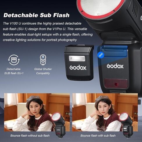 GODOX V100O Flash V100-O 100w Round Head Touchscreen Flash for Olympus, 2.4G Wireless with External Flashes and Global Shutter Flashes Sync 1/80000s,Built-in Lithium Battery(USA Version) in Kuwait