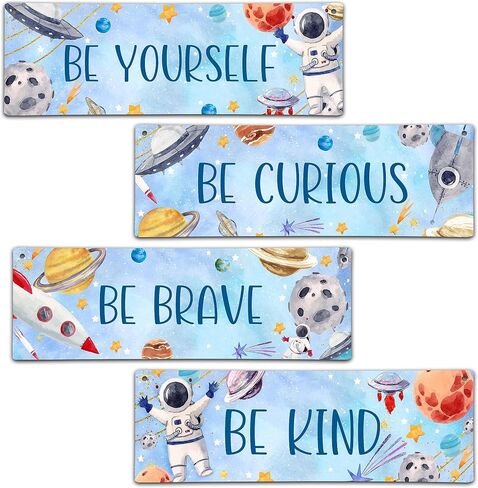 4 Pieces Mermaid Girls Bathroom Room Decor, 11.8" x 3.9" Under the Sea Wall Decor Wood Sign, Motivational Wall Art For Kids Room Nursery Playroom Classroom-A07 in Kuwait
