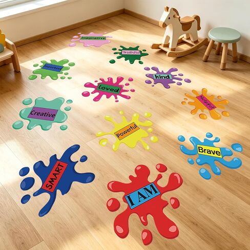 Colorful Inspirational Quotes Wall Decals, Ink Splatter Splotches Wall Decor, Watercolor Paint Wall Stickers, Positive Affirmations Wallpaper for Kids Classroom Playroom School Nursery Bedroom in Kuwait