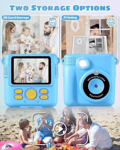 Kids Camera Instant Print, Safe Toddler Camera, HD Digital Cameras 16X Digital Zoom & 32G SD Card, 2.4‘’Screen Instant Print Cameras for Kids, 4 5 6 7 8 9 10 Year Old Girl & Boy Birthday Gifts, Pink in Kuwait