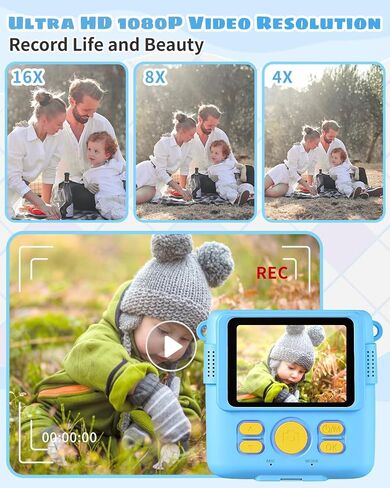 Kids Camera Instant Print, Safe Toddler Camera, HD Digital Cameras 16X Digital Zoom & 32G SD Card, 2.4‘’Screen Instant Print Cameras for Kids, 4 5 6 7 8 9 10 Year Old Girl & Boy Birthday Gifts, Pink in Kuwait