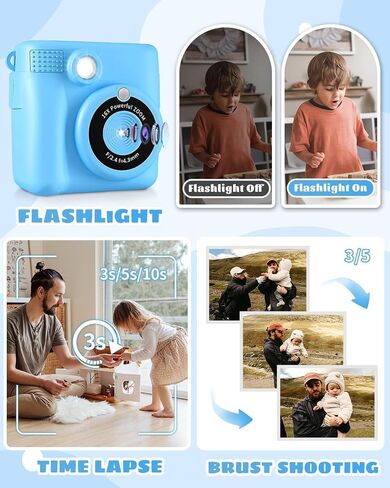 Kids Camera Instant Print, Safe Toddler Camera, HD Digital Cameras 16X Digital Zoom & 32G SD Card, 2.4‘’Screen Instant Print Cameras for Kids, 4 5 6 7 8 9 10 Year Old Girl & Boy Birthday Gifts, Pink in Kuwait