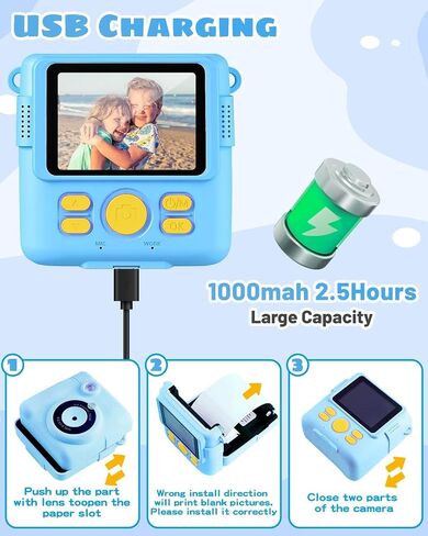 Kids Camera Instant Print, Safe Toddler Camera, HD Digital Cameras 16X Digital Zoom & 32G SD Card, 2.4‘’Screen Instant Print Cameras for Kids, 4 5 6 7 8 9 10 Year Old Girl & Boy Birthday Gifts, Pink in Kuwait